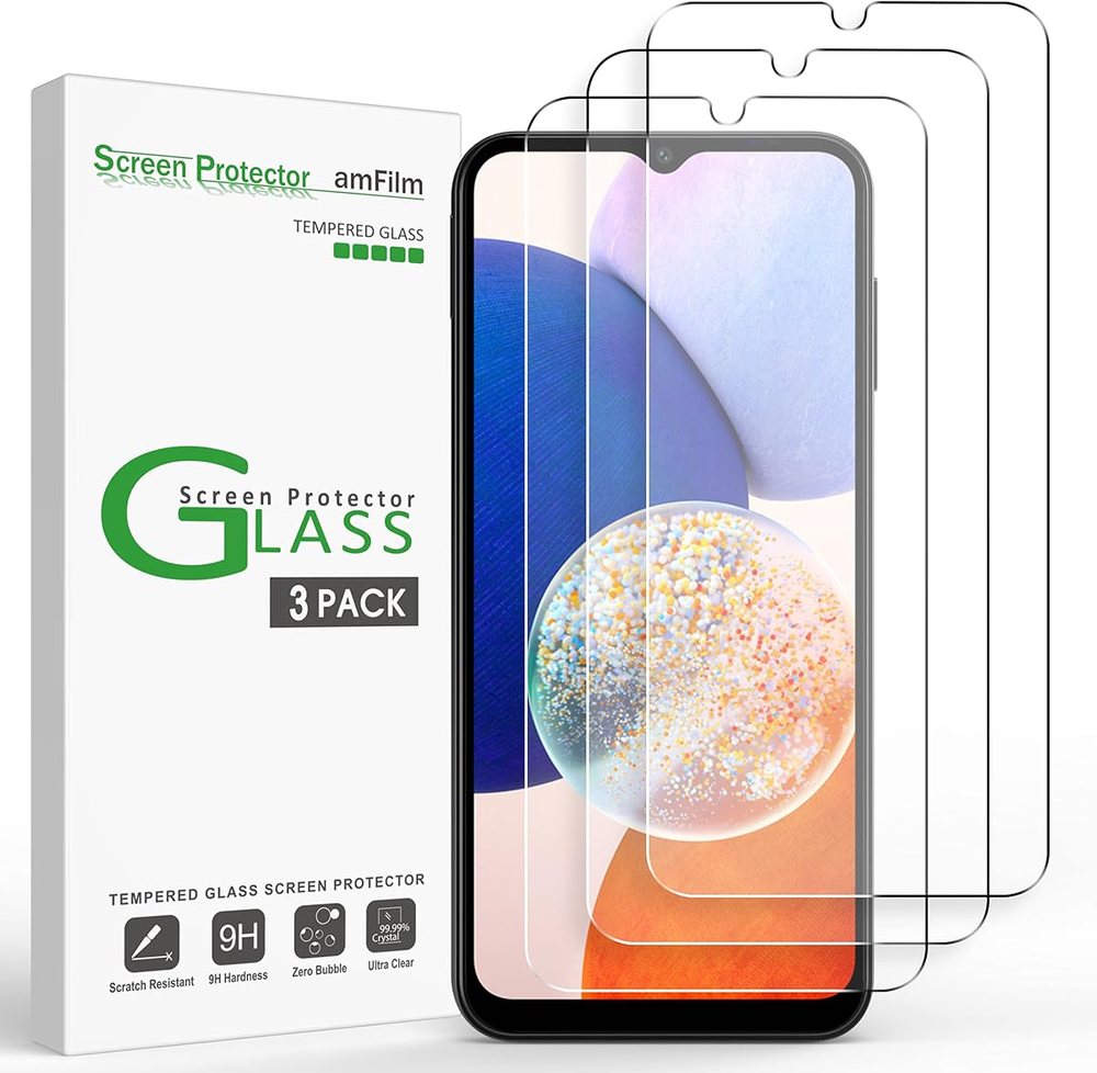 clear tempered glass screen protector for Galaxy A14 by amFilm