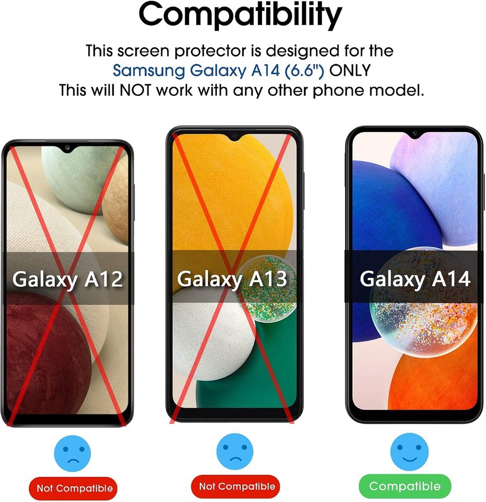 clear tempered glass screen protector for Galaxy A14 by amFilm