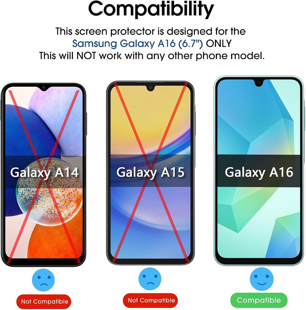clear tempered glass screen protector for Galaxy A16 by amFilm