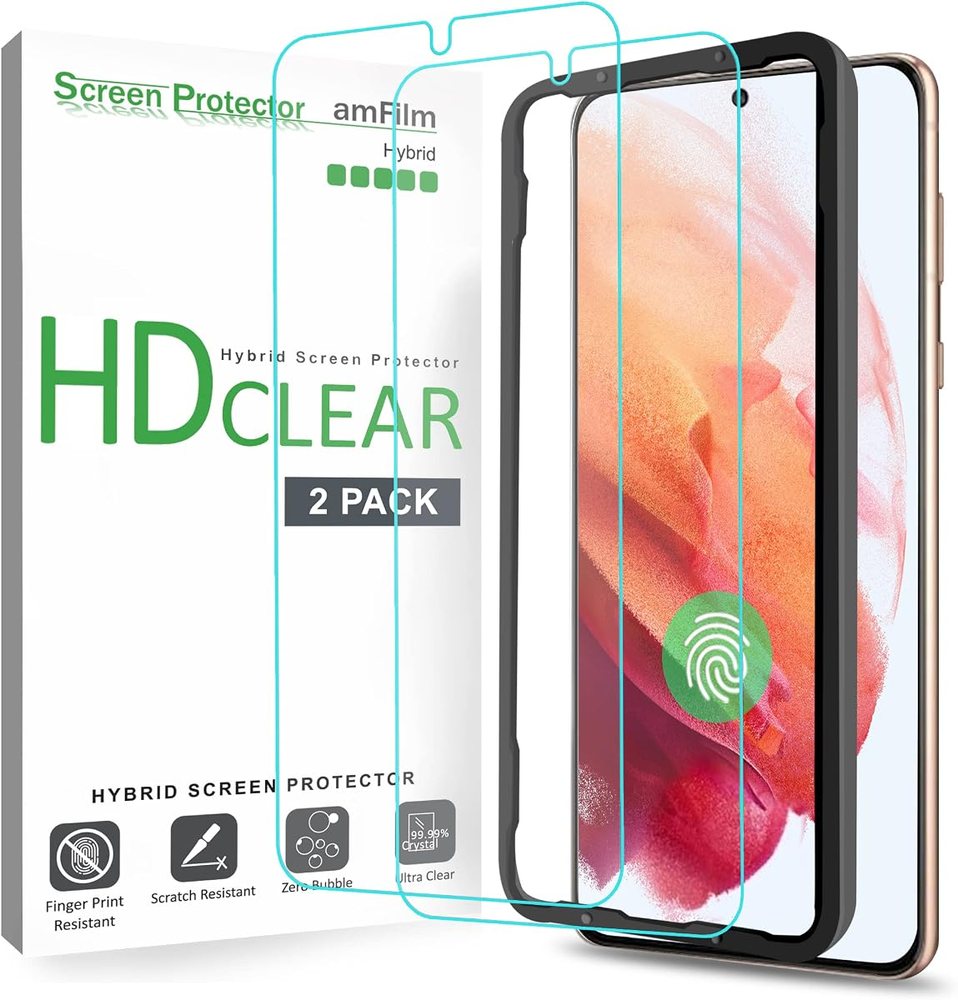 clear tempered glass screen protector for Galaxy S21 by amFilm