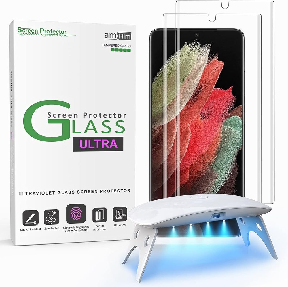 clear tempered glass screen protector for Galaxy S21 Ultra by amFilm