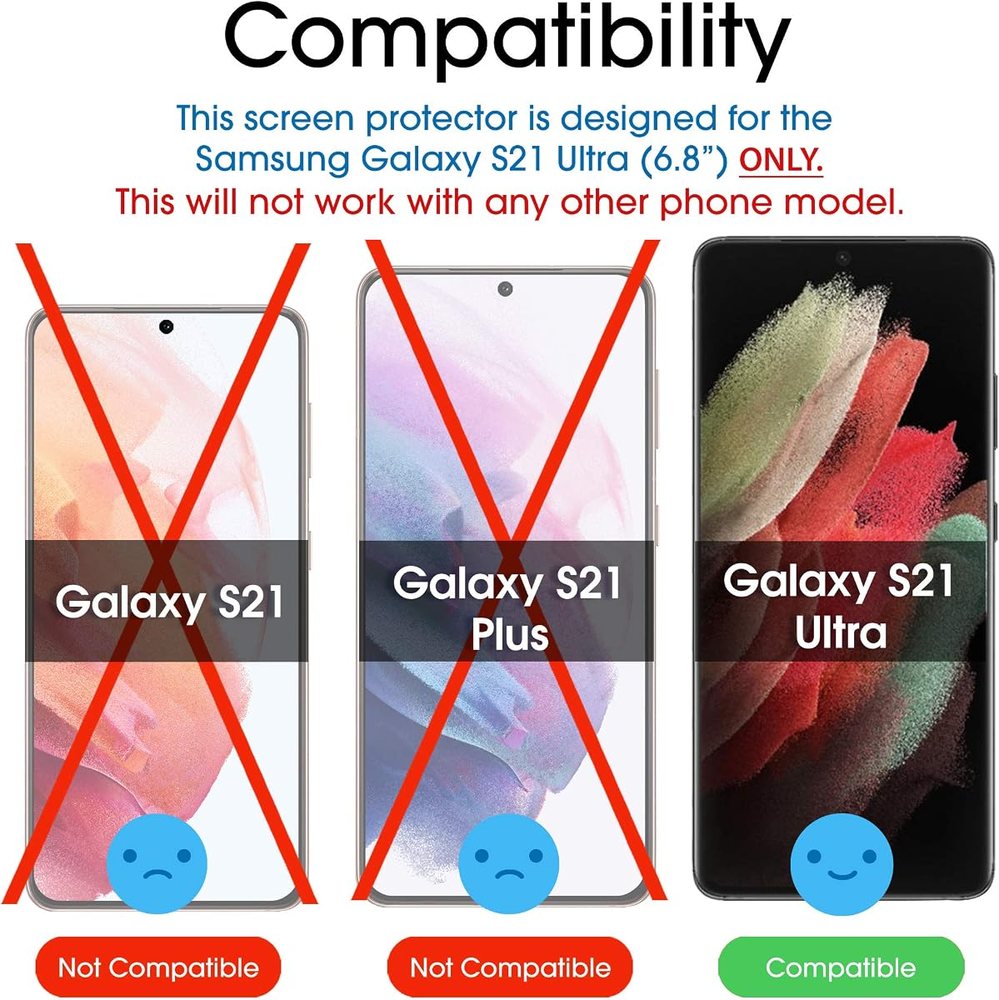 clear tempered glass screen protector for Galaxy S21 Ultra by amFilm