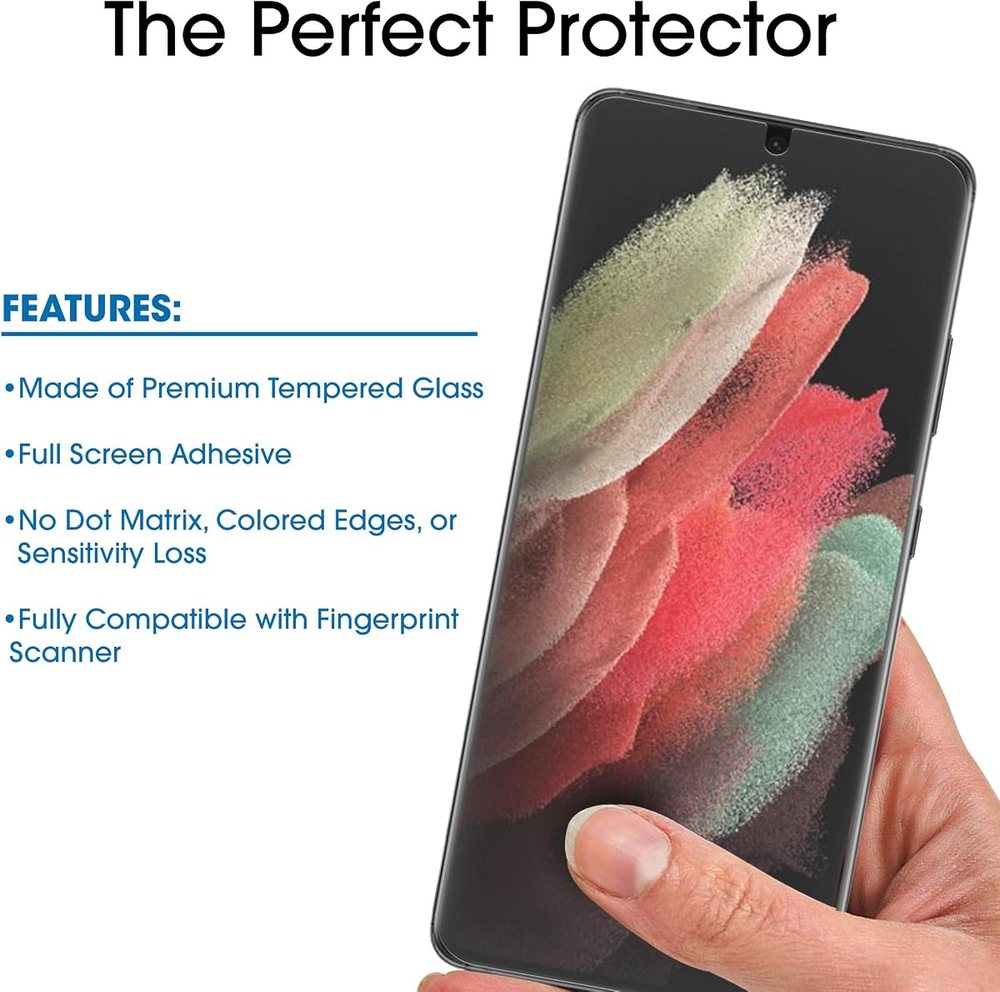 clear tempered glass screen protector for Galaxy S21 Ultra by amFilm