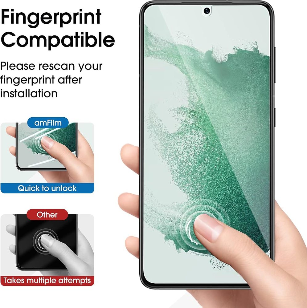 clear tempered glass screen protector for Galaxy S22 by amFilm
