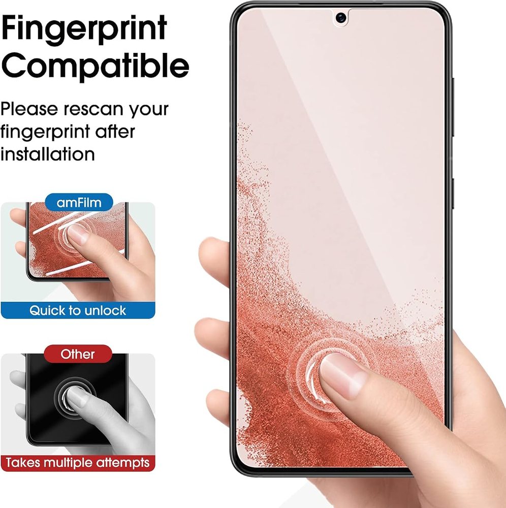 clear tempered glass screen protector for Galaxy S22+ by amFilm