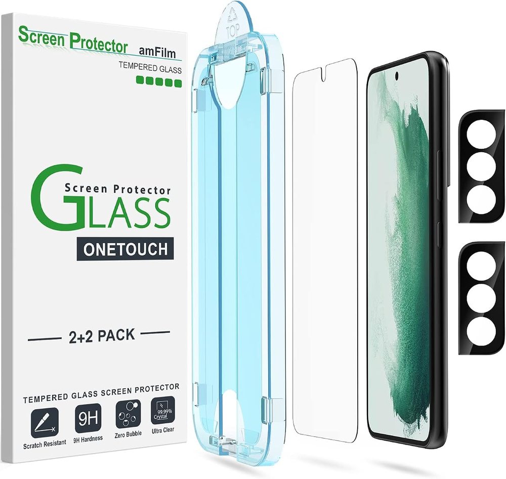 clear tempered glass screen protector for Galaxy S22 by amFilm