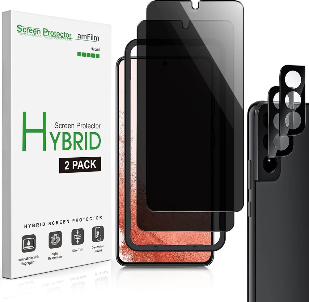 privacy tempered glass screen protector for Galaxy S22 Plus by amFilm