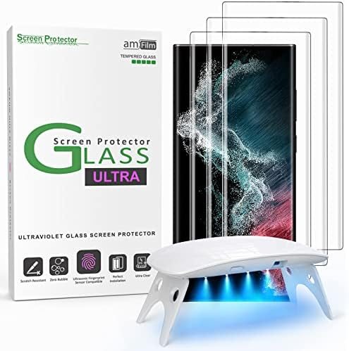 clear tempered glass screen protector for Galaxy S22 Ultra by amFilm
