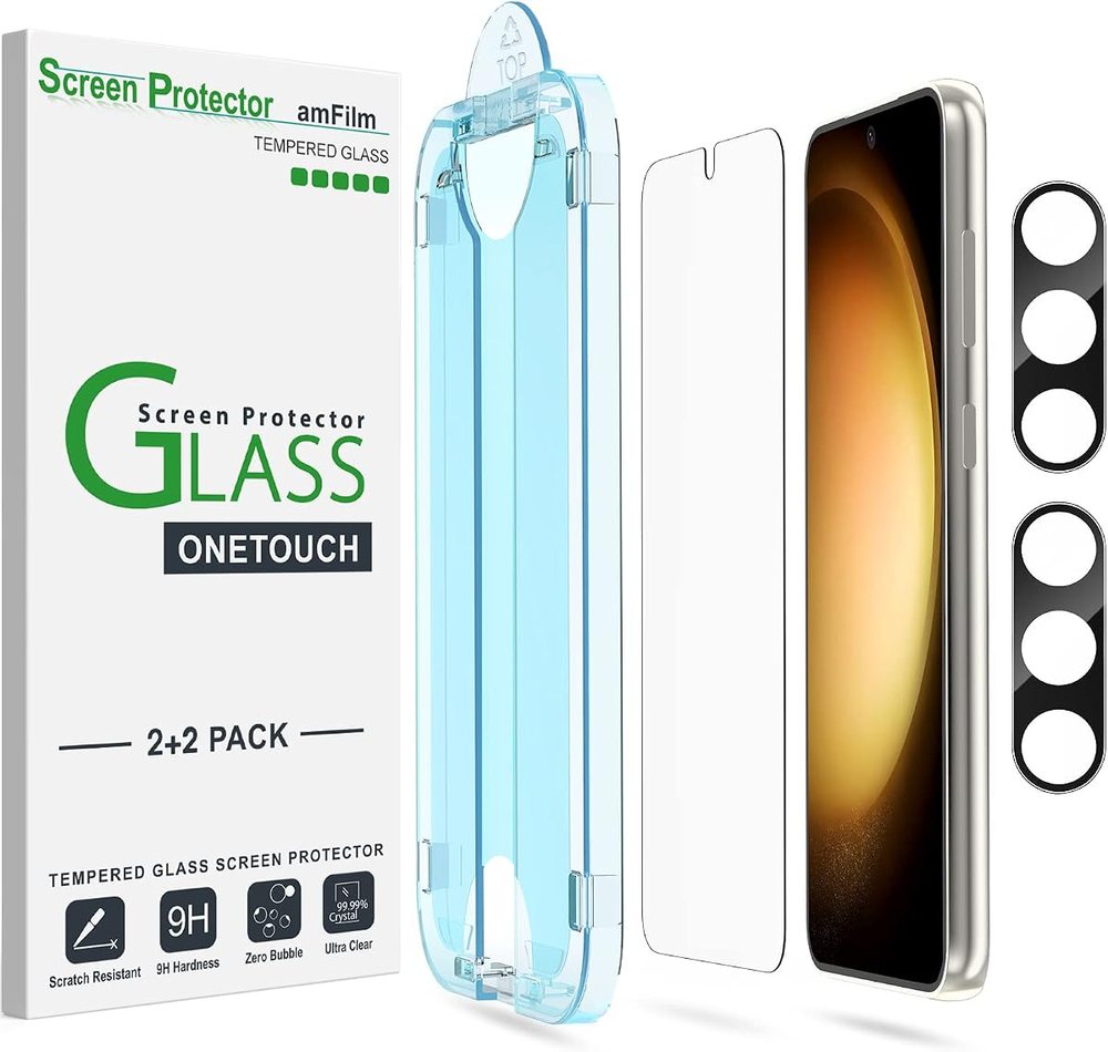 clear tempered glass screen protector for Galaxy S23+ by amFilm