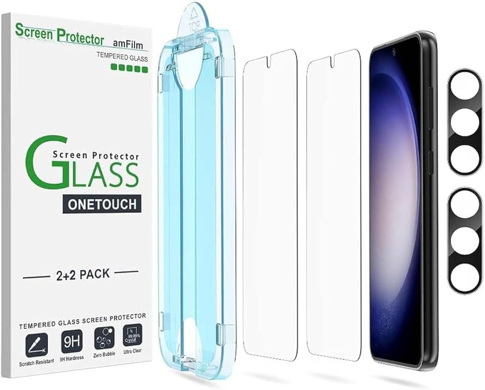 clear tempered glass screen protector for Galaxy S23 by amFilm