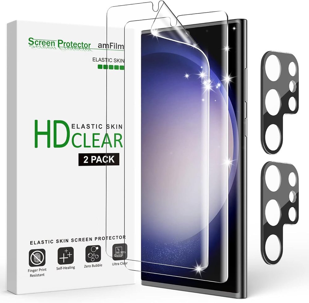clear tempered glass screen protector for Galaxy S23 Ultra by amFilm
