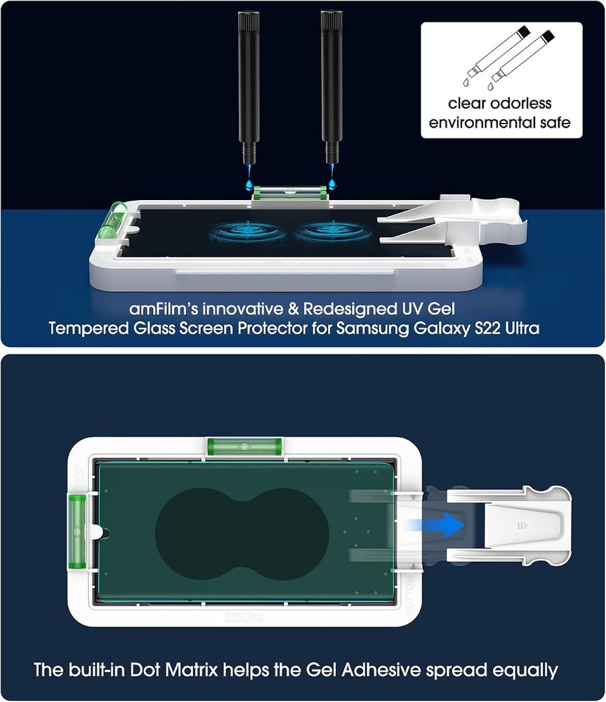 clear tempered glass screen protector for Galaxy S23 Ultra by amFilm