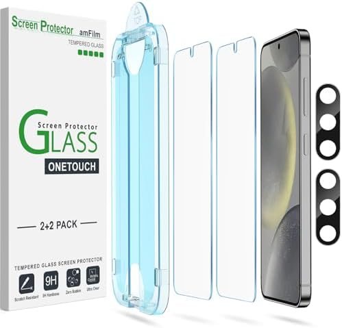 clear tempered glass screen protector for Galaxy S24 by amFilm
