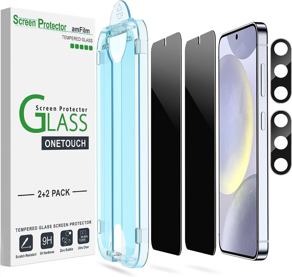 privacy tempered glass screen protector for Galaxy S24+ by amFilm