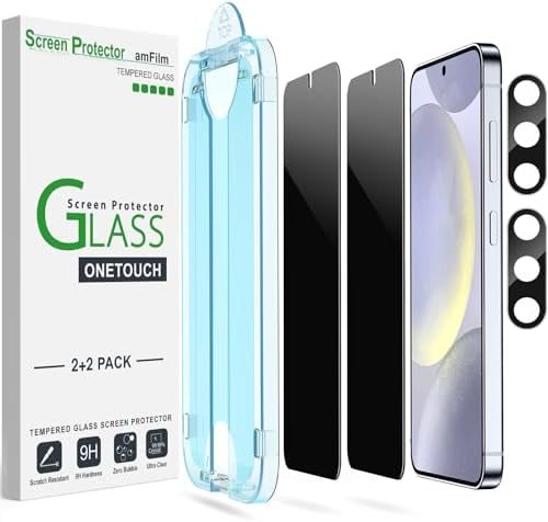 privacy tempered glass screen protector for Galaxy S24+ by amFilm