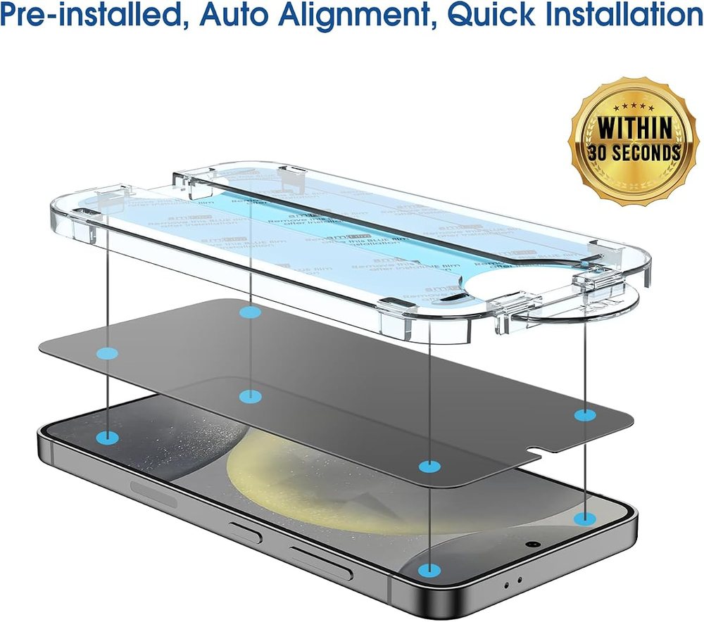 privacy tempered glass screen protector for Galaxy S24 by amFilm