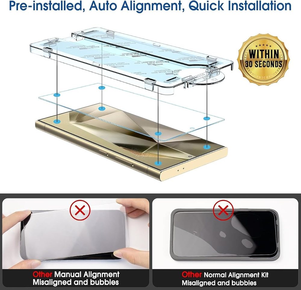 clear tempered glass screen protector for Galaxy S24 Ultra by amFilm