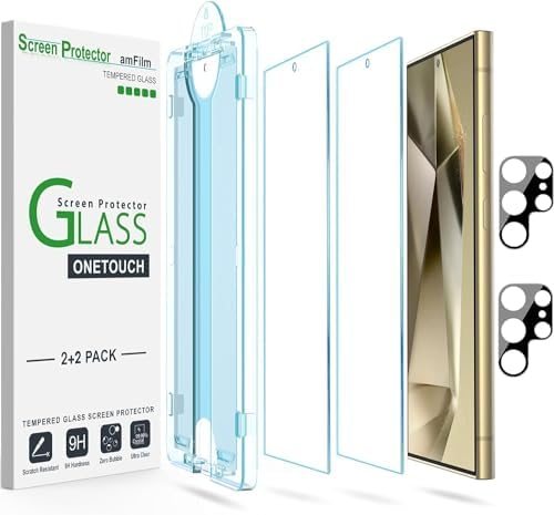 clear tempered glass screen protector for Galaxy S24 Ultra by amFilm
