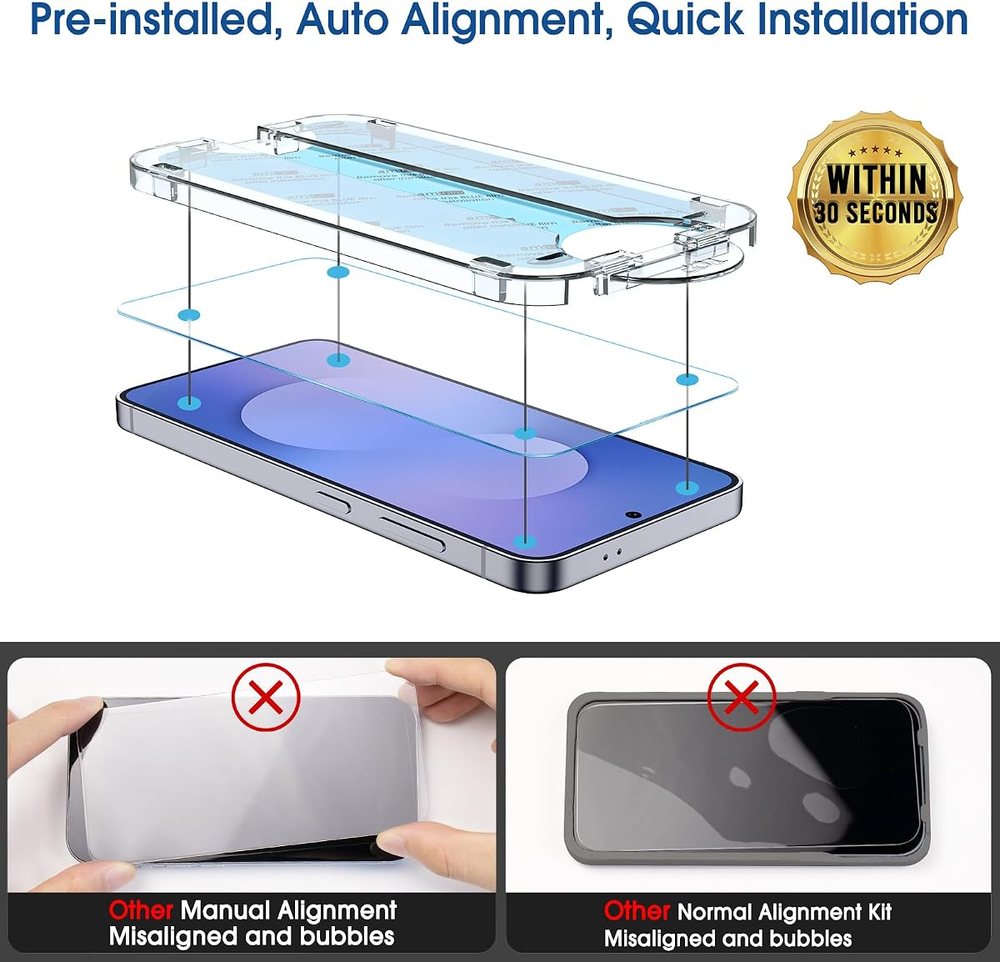 clear tempered glass screen protector for Galaxy S25 FE by amFilm