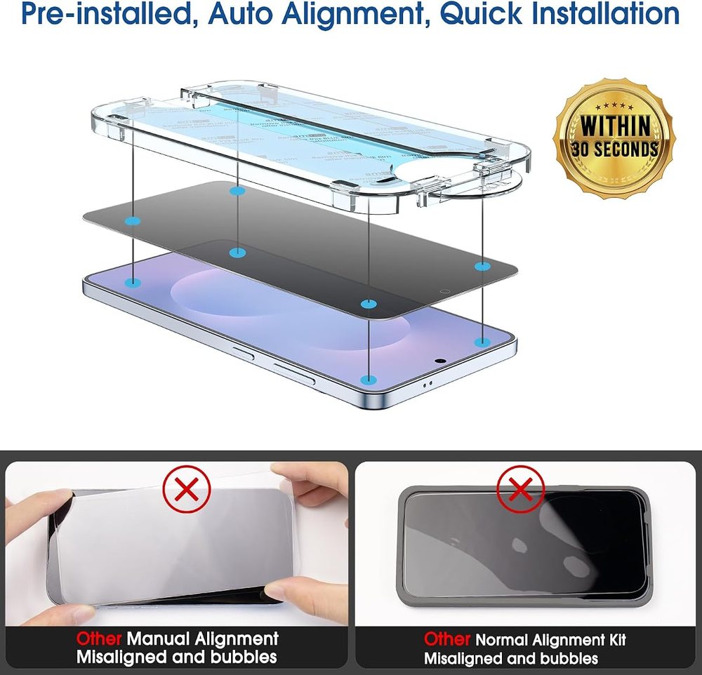 privacy tempered glass screen protector for Galaxy S25 by amFilm
