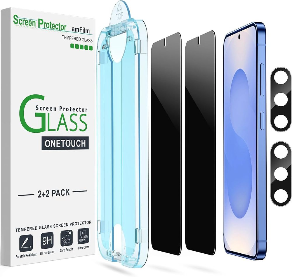 privacy tempered glass screen protector for Galaxy S25 by amFilm