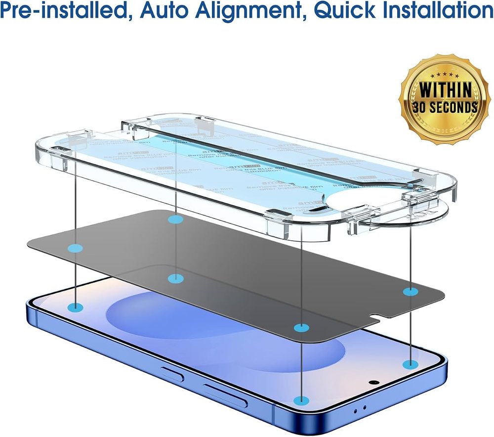 privacy tempered glass screen protector for Galaxy S25 by amFilm
