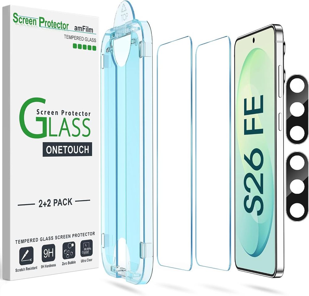 clear tempered glass screen protector for Galaxy S26 FE by amFilm