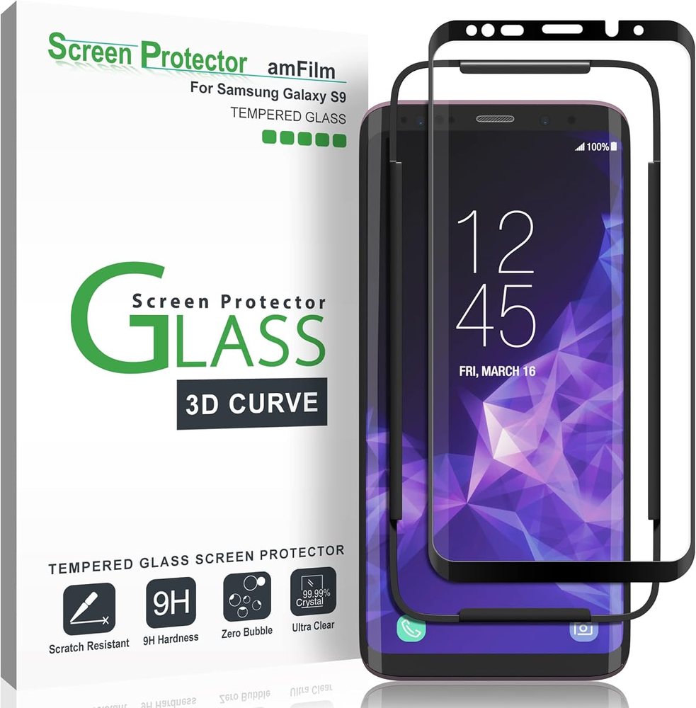 clear tempered glass screen protector for Galaxy S9 by amFilm