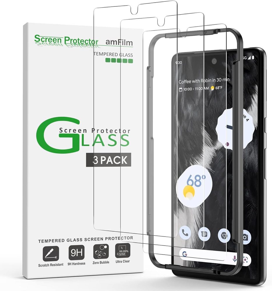 clear tempered glass screen protector for Google Pixel 7 by amFilm