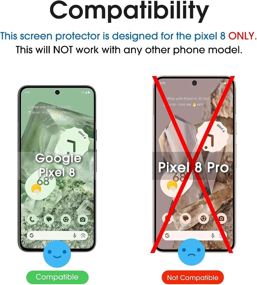 clear tempered glass screen protector for Google Pixel 8 by amFilm