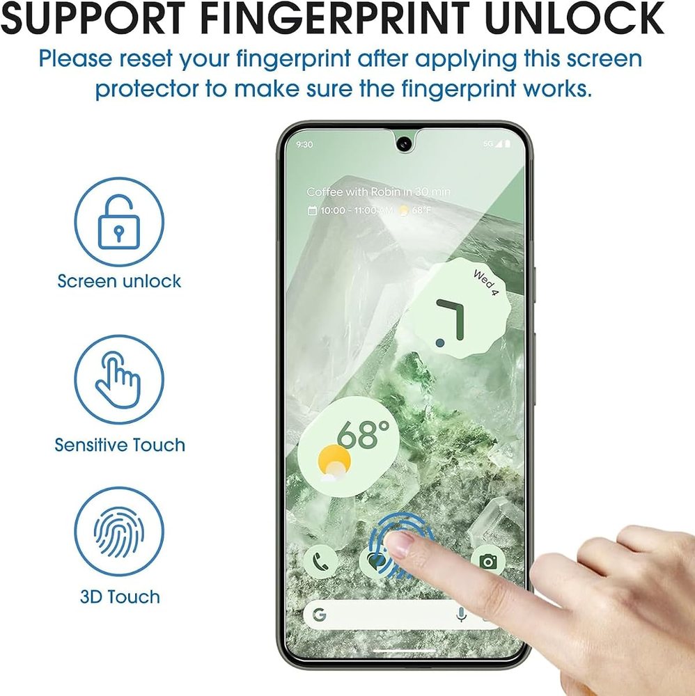 clear tempered glass screen protector for Google Pixel 8 by amFilm