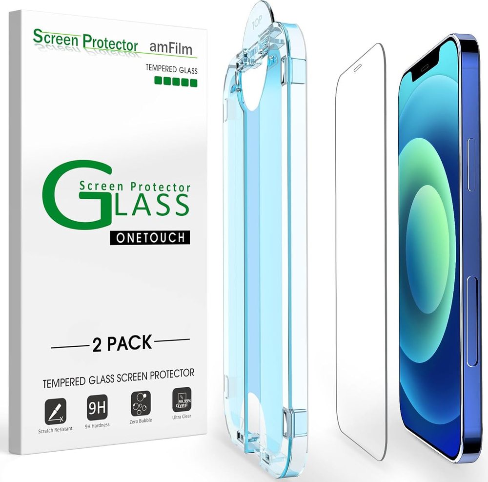 clear tempered glass screen protector for iPhone 12/12 Pro by amFilm