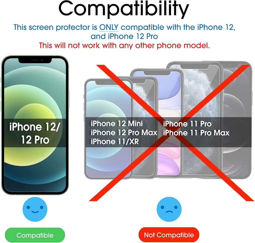clear tempered glass screen protector for iPhone 12 by amFilm
