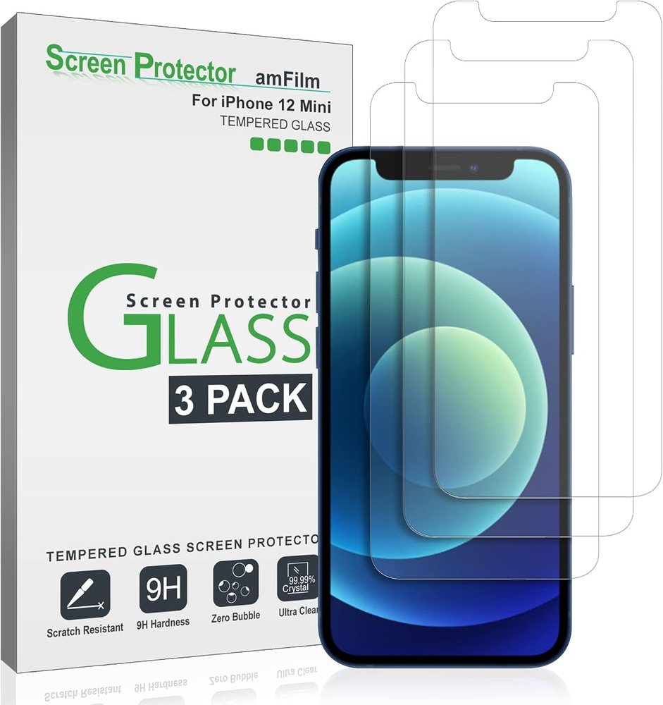 clear tempered glass screen protector for iPhone 12 Mini by amFilm