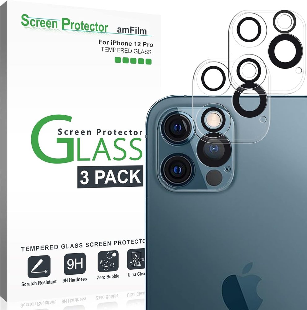 clear tempered glass screen protector for iPhone 12 Pro by amFilm