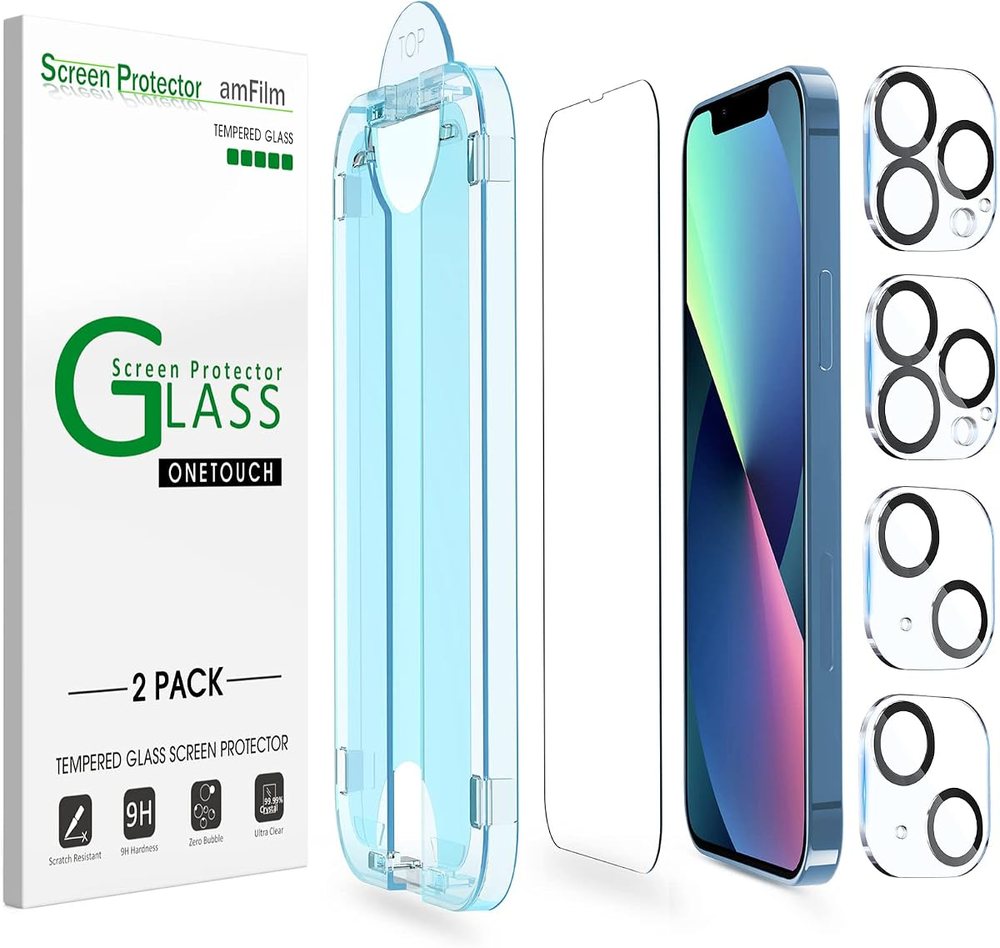 clear tempered glass screen protector for iPhone 13/13 Pro by amFilm