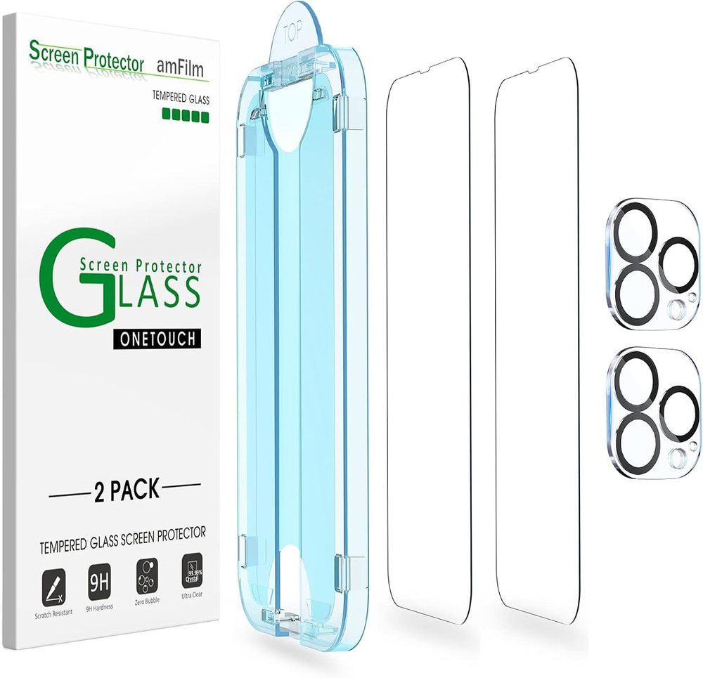 clear tempered glass screen protector for iPhone 13 Pro Max by amFilm
