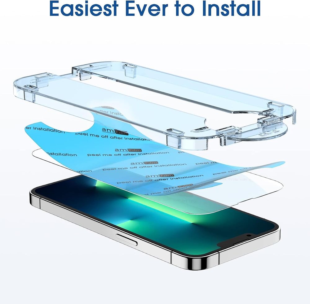 clear tempered glass screen protector for iPhone 13 Pro Max by amFilm