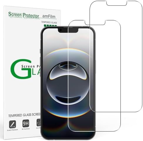 clear tempered glass screen protector for iPhone 14 by amFilm