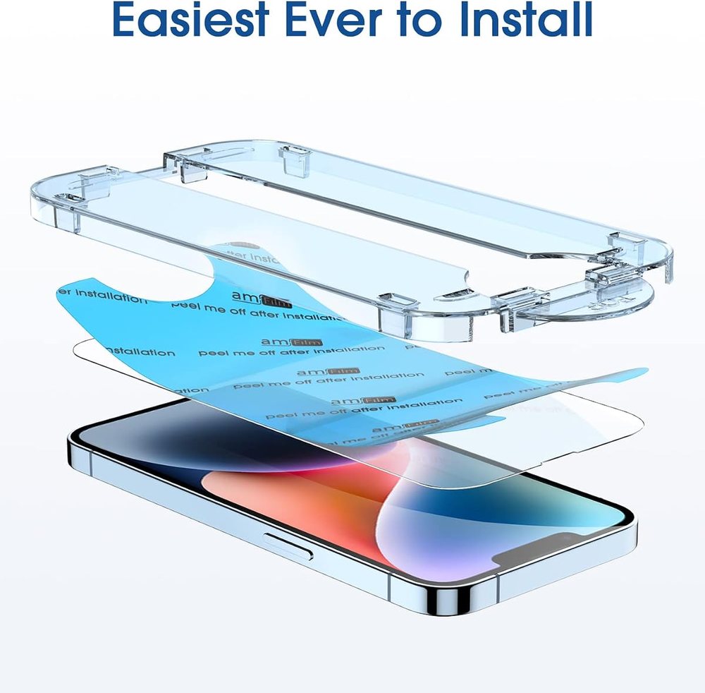 clear tempered glass screen protector for iPhone 14 by amFilm
