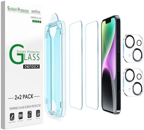 clear tempered glass screen protector for iPhone 14 Plus by amFilm