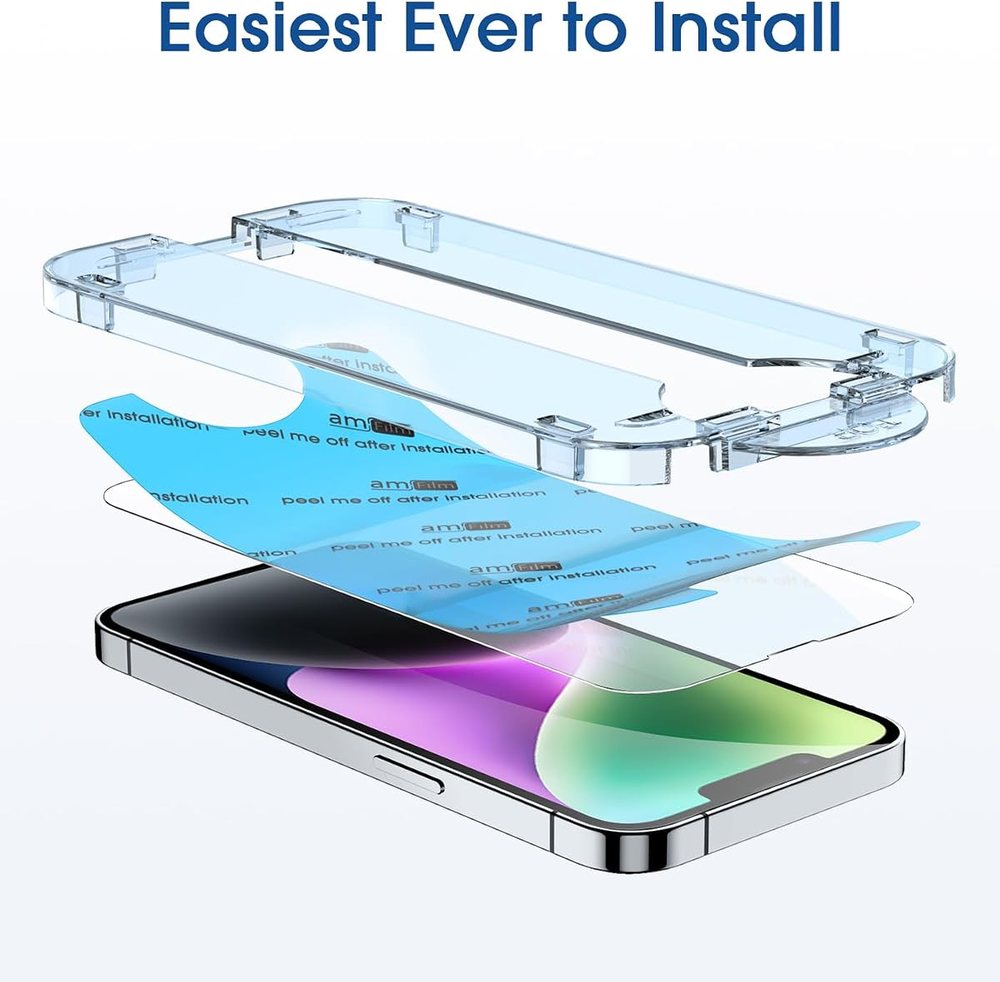 clear tempered glass screen protector for iPhone 14 Plus by amFilm