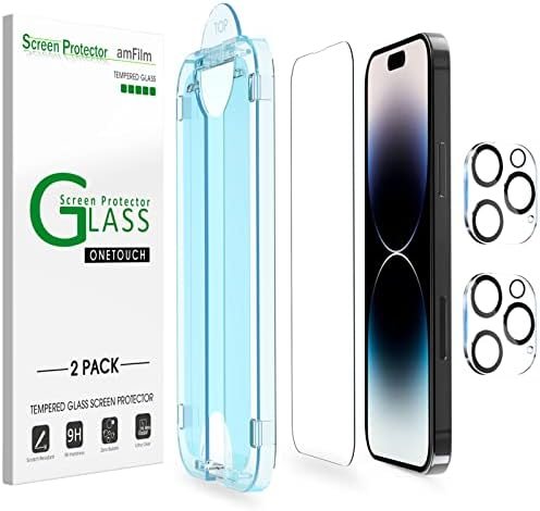 clear tempered glass screen protector for iPhone 14 Pro Max by amFilm