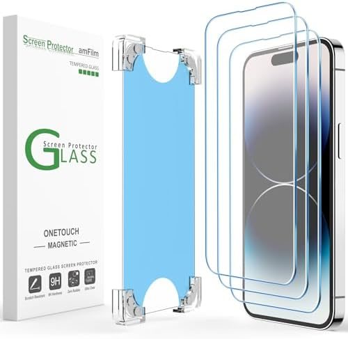 clear tempered glass screen protector for iPhone 14 Pro Max by amFilm