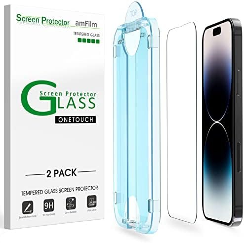 clear tempered glass screen protector for iPhone 14 Pro Max by amFilm
