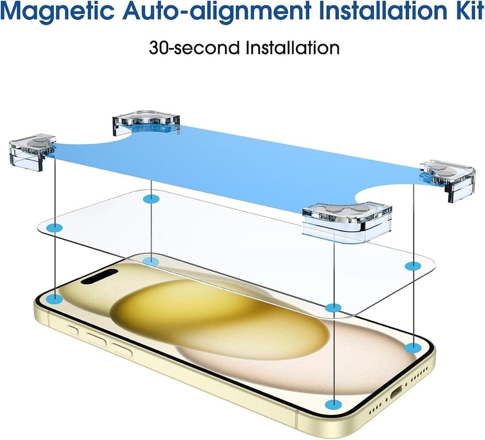 clear tempered glass screen protector for iPhone 15 by amFilm