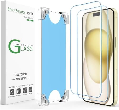 clear tempered glass screen protector for iPhone 15 by amFilm