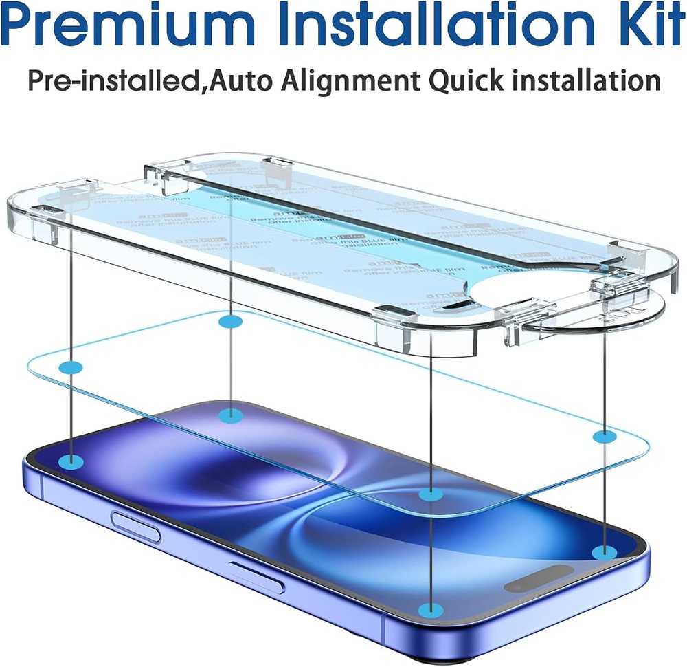 clear tempered glass screen protector for iPhone 16 Plus by amFilm