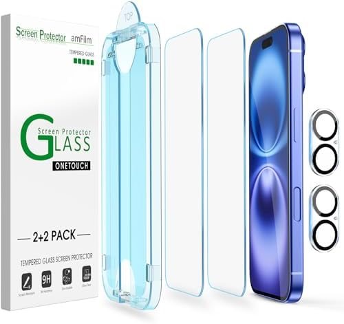 clear tempered glass screen protector for iPhone 16 Plus by amFilm