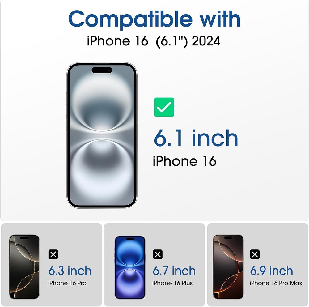 privacy tempered glass screen protector for iPhone 16 by amFilm